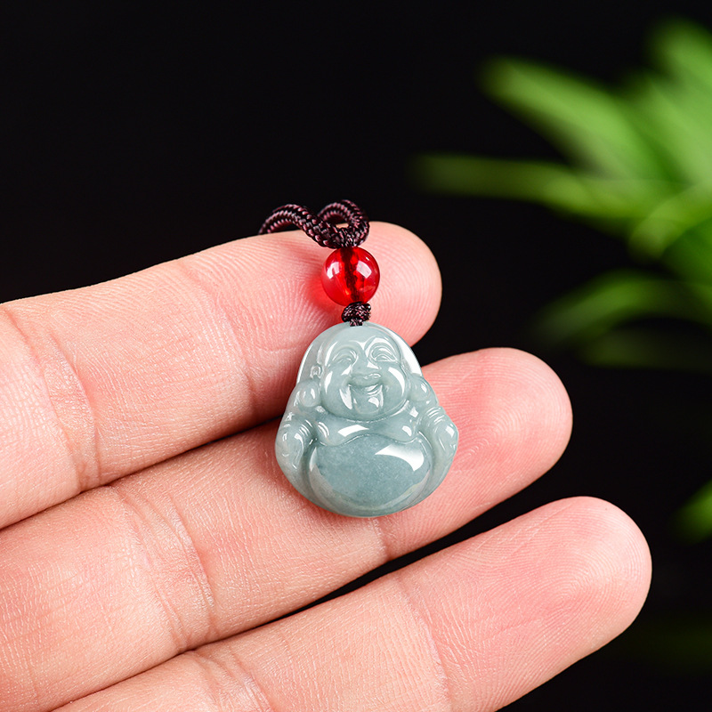 Vintage Necklace - Collier pendentif bouddha Guanyin en jadéite