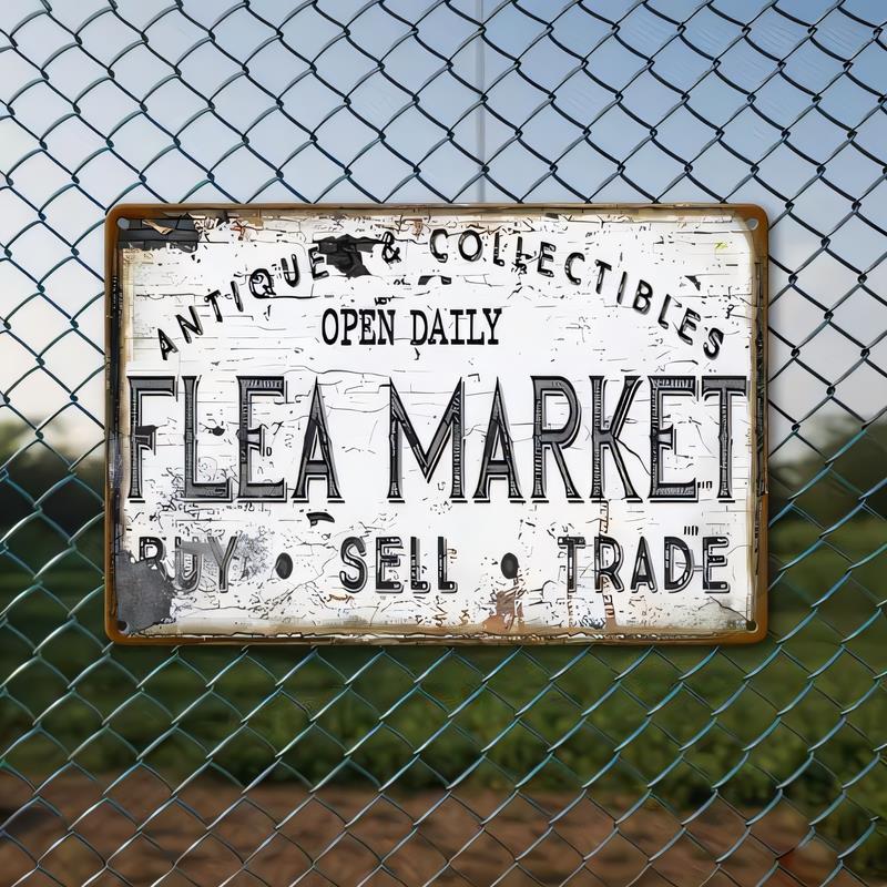 Vintage Collectible Market - Plaque en métal vieillie de style