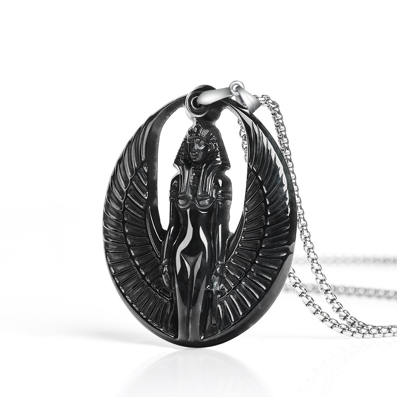 Collier pendentif Isis en jadé - Vintage Necklace avis et prix