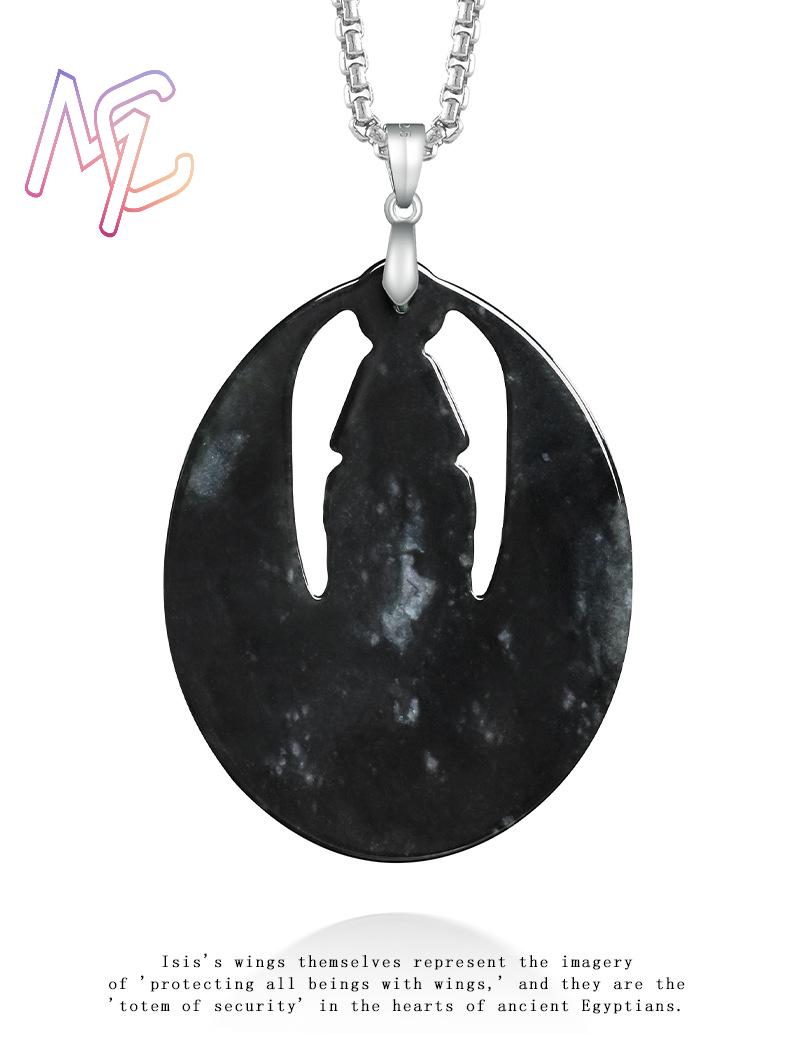 Collier pendentif Isis en jadé - Vintage Necklace avis et prix